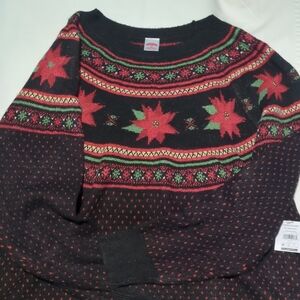 Holiday Time Black and Red Festive Sweater